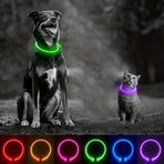 USB Rechargeable LED Glow Pet Collar, Soft Silicone Night Safety Dog & Cat Collar with 6 Colors, 3 Modes, Adjustable Length for Small, Medium, Large Pets, Ideal for Evening Walks and Outdoor Visibility (S, Pink)