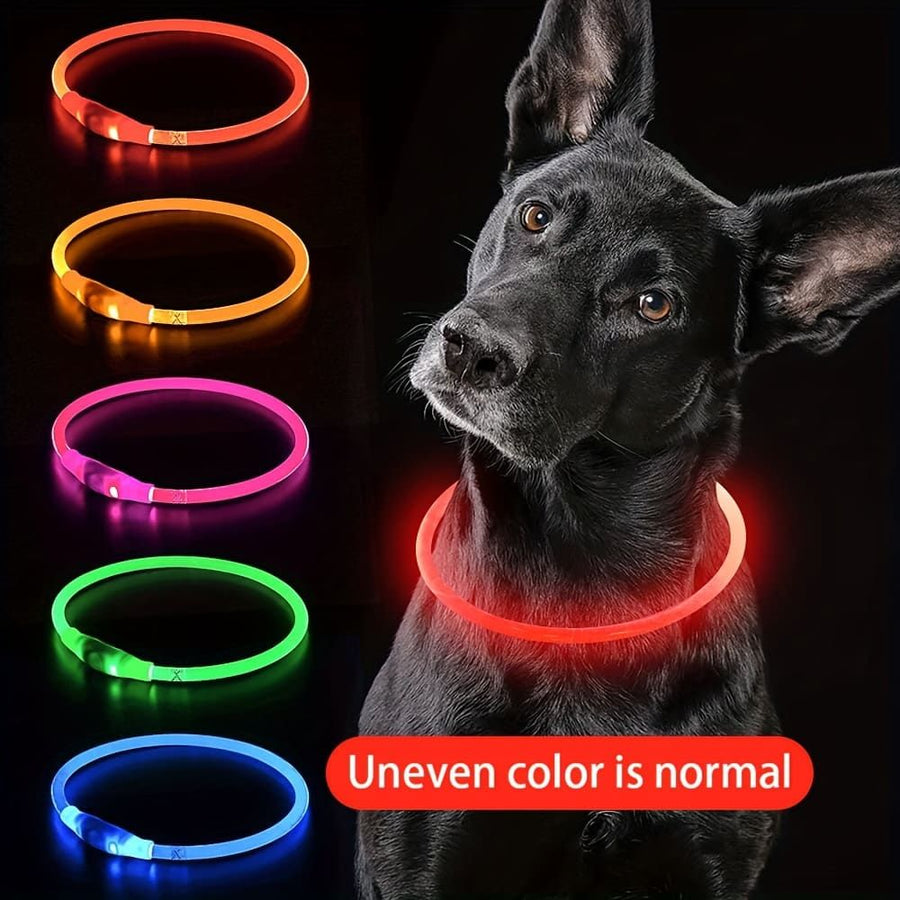 USB Rechargeable LED Glow Pet Collar, Soft Silicone Night Safety Dog & Cat Collar with 6 Colors, 3 Modes, Adjustable Length for Small, Medium, Large Pets, Ideal for Evening Walks and Outdoor Visibility (S, Pink)