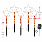 Solar Star Pathway Ground Spike Lights, 5-Pack Interconnected Warm Glow Christmas Decoration for Garden, Yard, and Festive Outdoor Atmosphere (2Sets)
