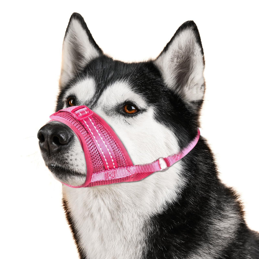 Soft Breathable Mesh Dog Muzzle for Small Medium Large Dogs, Adjustable Anti-Biting Barking Chewing Muzzle for Walking, Training, and Grooming (XL, Pink)
