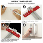 Aluminum Alloy Cabinet Handle Drilling Jig with Adjustable Cross Sliding Structure for Precise Hole Positioning on Drawers, Cupboards, Wardrobes and File Shelves (Red)