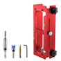 Aluminum Alloy Door Hinge Installation Locator Jig with Adjustable Sliding Blocks for Woodworking Door Fitting, Routing, and Screw Hole Positioning (Red)