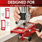 Aluminum Alloy Door Hinge Installation Locator Jig with Adjustable Sliding Blocks for Woodworking Door Fitting, Routing, and Screw Hole Positioning (Red)