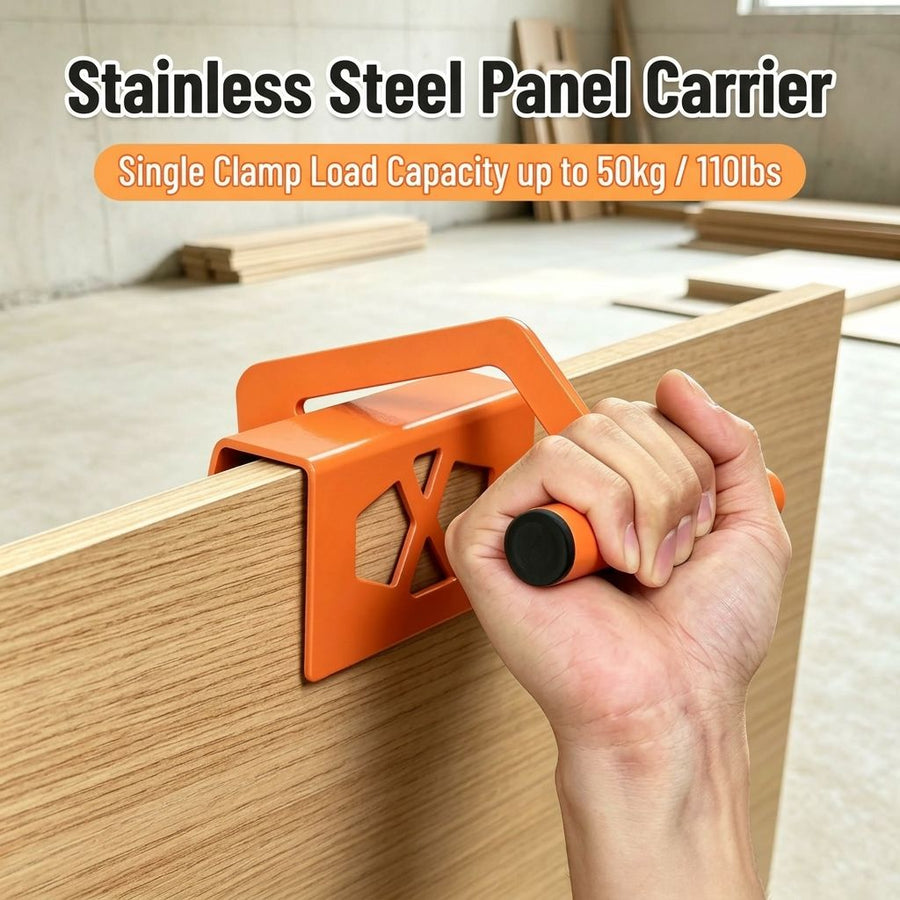 Stainless Steel Panel Carrier Clamp with EVA Anti-Slip Pads for Lifting Wood Tile Stone Boards in Construction Renovation and DIY Projects (2PCS)