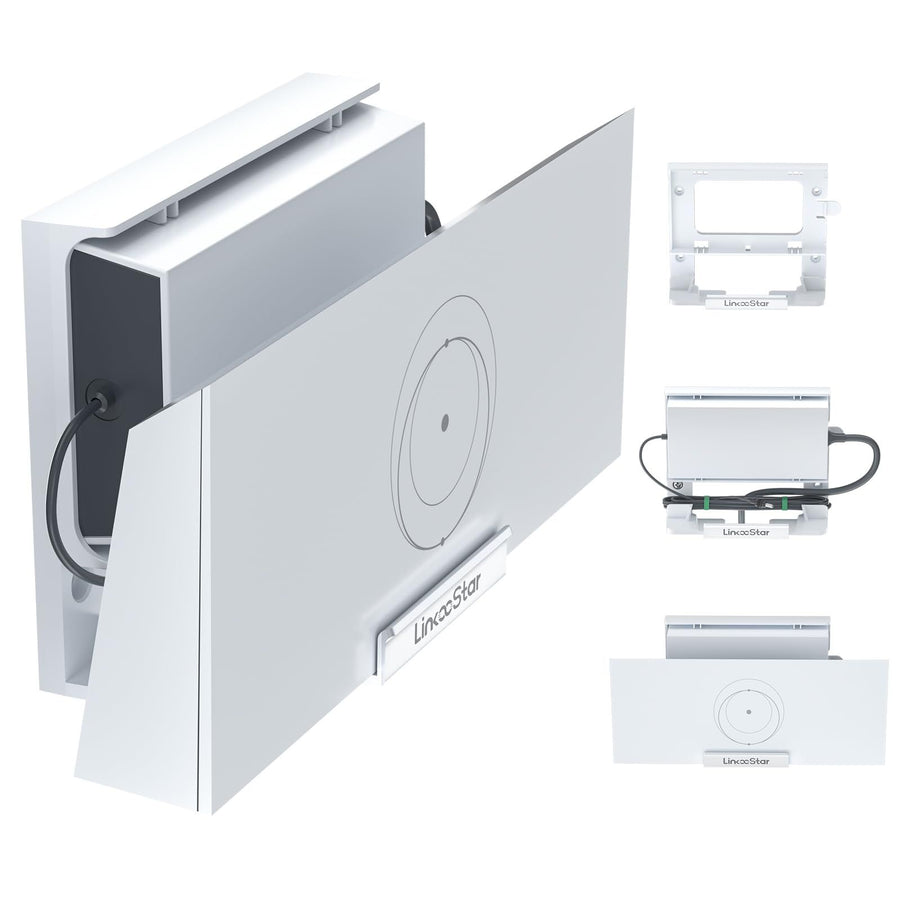 2 in 1 Router Mount for Starlink Gen 3 Wall Mount and Power Supply Mounting Kit Accessories, Space Saving Bracket Holder for RV Living Room Office Cafe Boat (White)