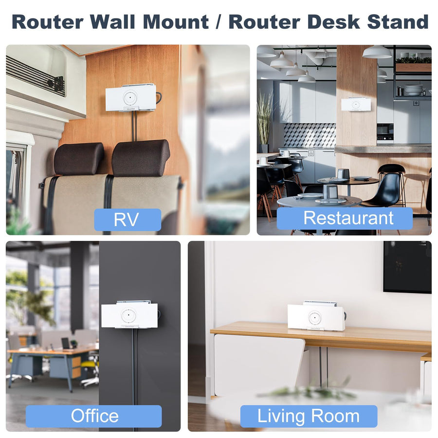 2 in 1 Router Mount for Starlink Gen 3 Wall Mount and Power Supply Mounting Kit Accessories, Space Saving Bracket Holder for RV Living Room Office Cafe Boat (White)