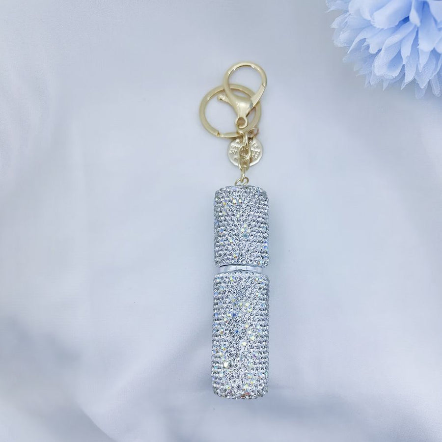 Portable Rhinestone Perfume Atomizer Keychain Refillable Spray Bottle for Travel Purse Bag Decoration and On the Go Fragrance Touch Ups (Pink)