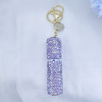 Portable Rhinestone Perfume Atomizer Keychain Refillable Spray Bottle for Travel Purse Bag Decoration and On the Go Fragrance Touch Ups (Purple)
