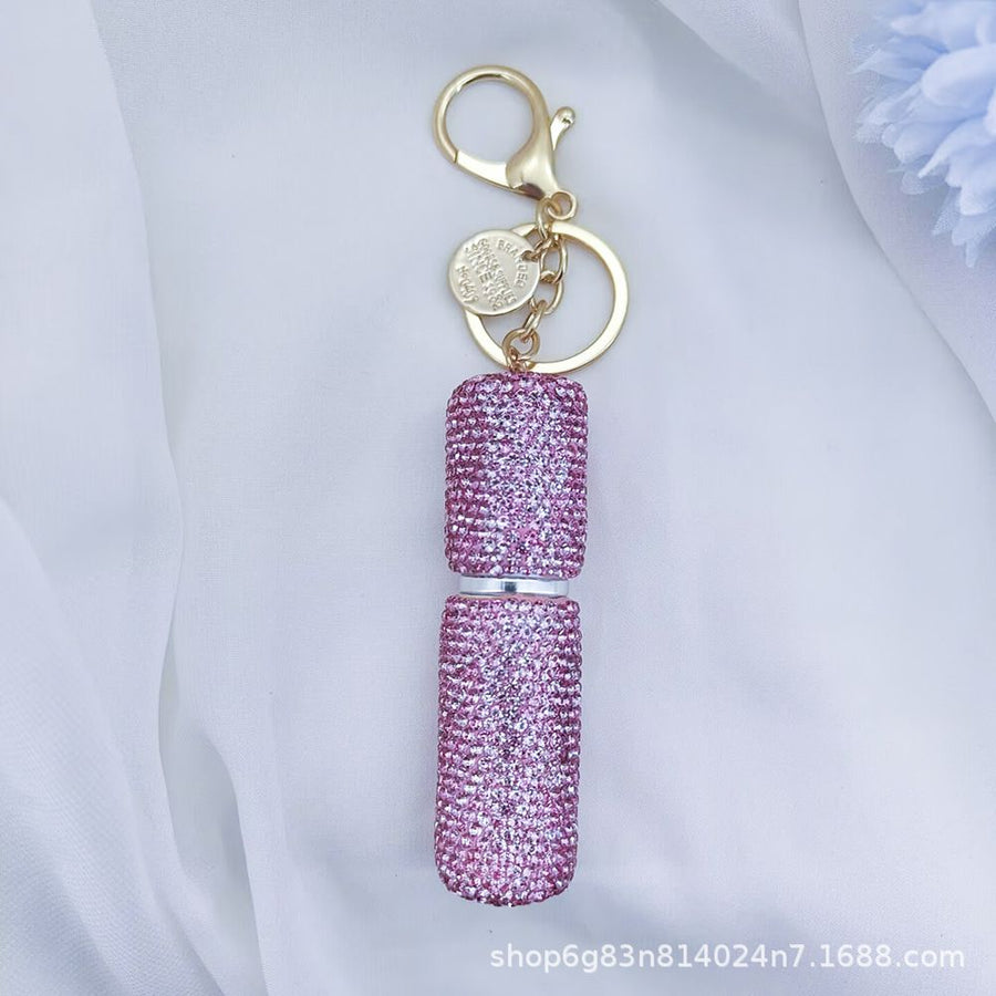 Portable Rhinestone Perfume Atomizer Keychain Refillable Spray Bottle for Travel Purse Bag Decoration and On the Go Fragrance Touch Ups (Purple)