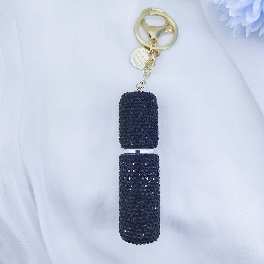 Portable Rhinestone Perfume Atomizer Keychain Refillable Spray Bottle for Travel Purse Bag Decoration and On the Go Fragrance Touch Ups (Purple)