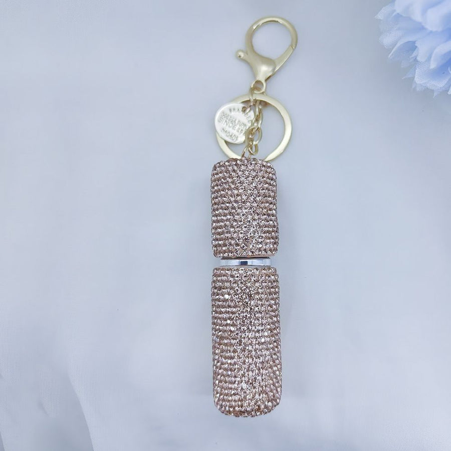 Portable Rhinestone Perfume Atomizer Keychain Refillable Spray Bottle for Travel Purse Bag Decoration and On the Go Fragrance Touch Ups (Purple)