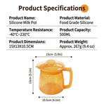 Food-Grade Silicone Multi-Purpose Milk Pitcher with Measuring Scale, Microwave & Freezer Safe, Leak-Proof Rotating Lid, Ergonomic Handle for Baby Formula, Coffee, Oil & Liquid Storage in Home Kitchen (Grey)