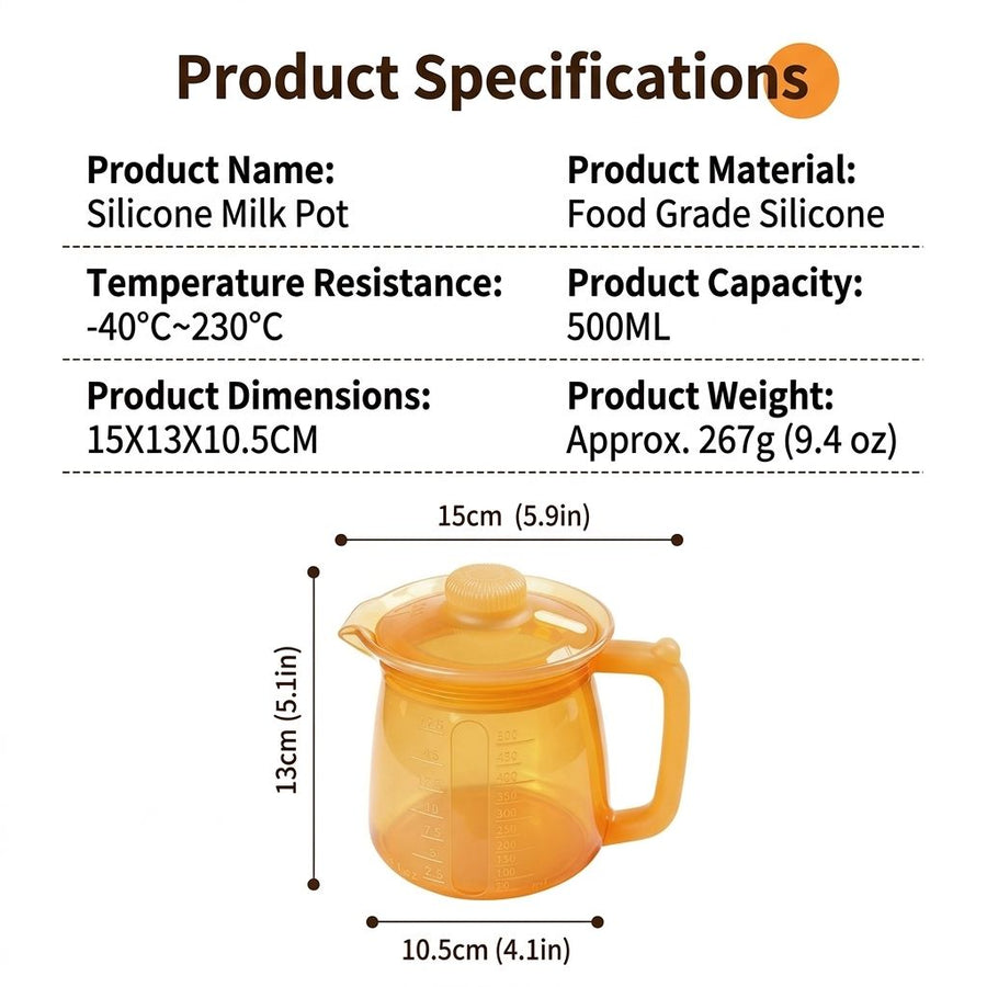 Food-Grade Silicone Multi-Purpose Milk Pitcher with Measuring Scale, Microwave & Freezer Safe, Leak-Proof Rotating Lid, Ergonomic Handle for Baby Formula, Coffee, Oil & Liquid Storage in Home Kitchen (Pink)