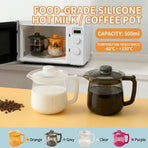Food-Grade Silicone Multi-Purpose Milk Pitcher with Measuring Scale, Microwave & Freezer Safe, Leak-Proof Rotating Lid, Ergonomic Handle for Baby Formula, Coffee, Oil & Liquid Storage in Home Kitchen (Transparent)