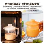 Food-Grade Silicone Multi-Purpose Milk Pitcher with Measuring Scale, Microwave & Freezer Safe, Leak-Proof Rotating Lid, Ergonomic Handle for Baby Formula, Coffee, Oil & Liquid Storage in Home Kitchen (Transparent)