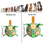 Interactive Dog Soccer Ball Toy with Bite-Resistant PU Surface and Durable Nylon Straps for Fetch, Tug, and Play in Indoor or Outdoor Settings (L)