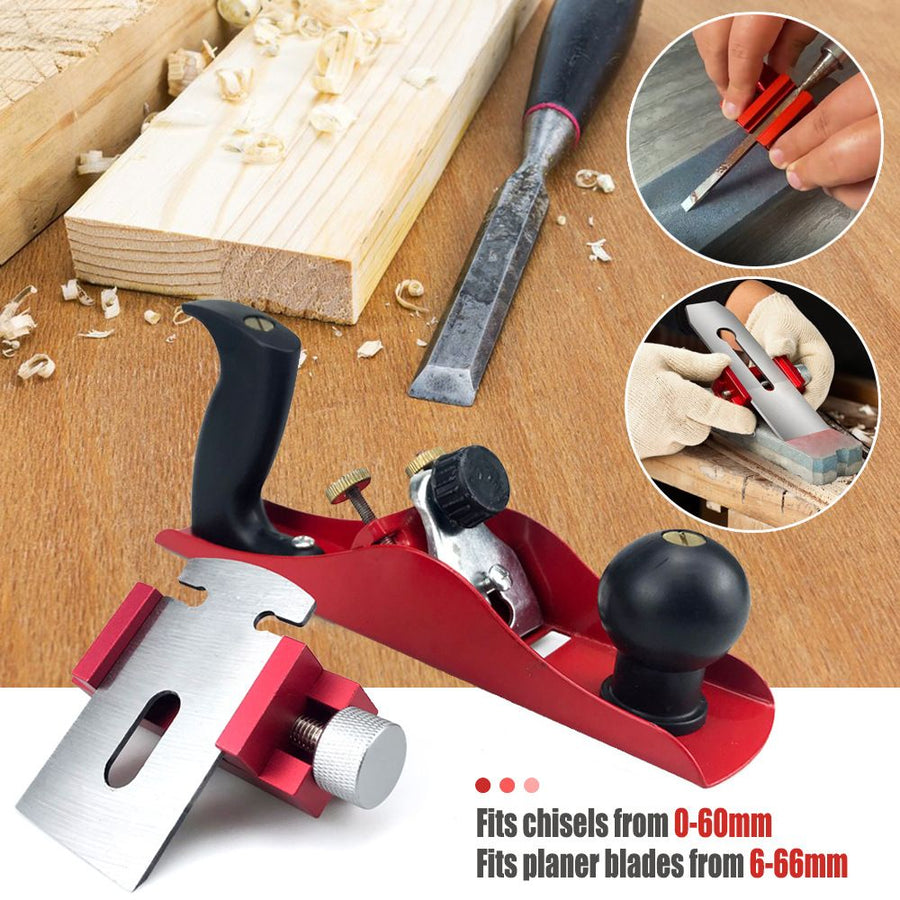 Adjustable Honing Guide Jig for Woodworking Chisels and Planer Blades with Rolling Roller and Knurled Knobs for Consistent Sharpening Angles on Stones (Upgraded Model)