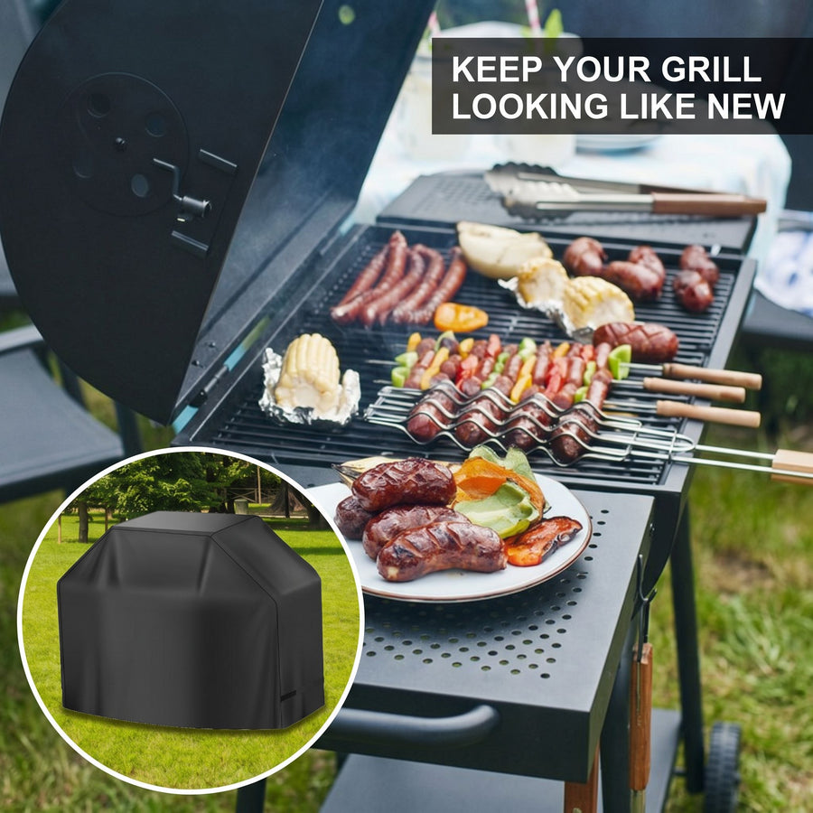 Universal Outdoor Grill Cover Waterproof UV Resistant Dustproof Barbecue Protector with Adjustable Straps for Rectangular Round Kettle and Portable Grills (420D, Q1000)