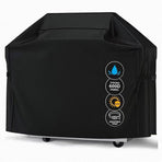 Universal Outdoor Grill Cover Waterproof UV Resistant Dustproof Barbecue Protector with Adjustable Straps for Rectangular Round Kettle and Portable Grills (600D, S10)