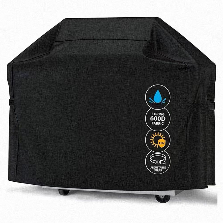 Universal Outdoor Grill Cover Waterproof UV Resistant Dustproof Barbecue Protector with Adjustable Straps for Rectangular Round Kettle and Portable Grills (600D, S10)