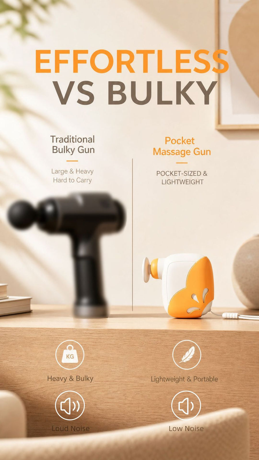 Pocket Mini Massage Gun for Home Office Travel Muscle Relief Portable Handheld Percussion Device with Interchangeable Heads (Silver)