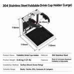 Foldable Stainless Steel Drink Cup Holder with Adjustable Arc Bracket for Boat Yacht RV Camper Camping Wall Mounted Beverage Stand (A, White)