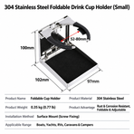 Foldable Stainless Steel Drink Cup Holder with Adjustable Arc Bracket for Boat Yacht RV Camper Camping Wall Mounted Beverage Stand (A, White)