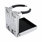 Foldable Stainless Steel Drink Cup Holder with Adjustable Arc Bracket for Boat Yacht RV Camper Camping Wall Mounted Beverage Stand (A, White)