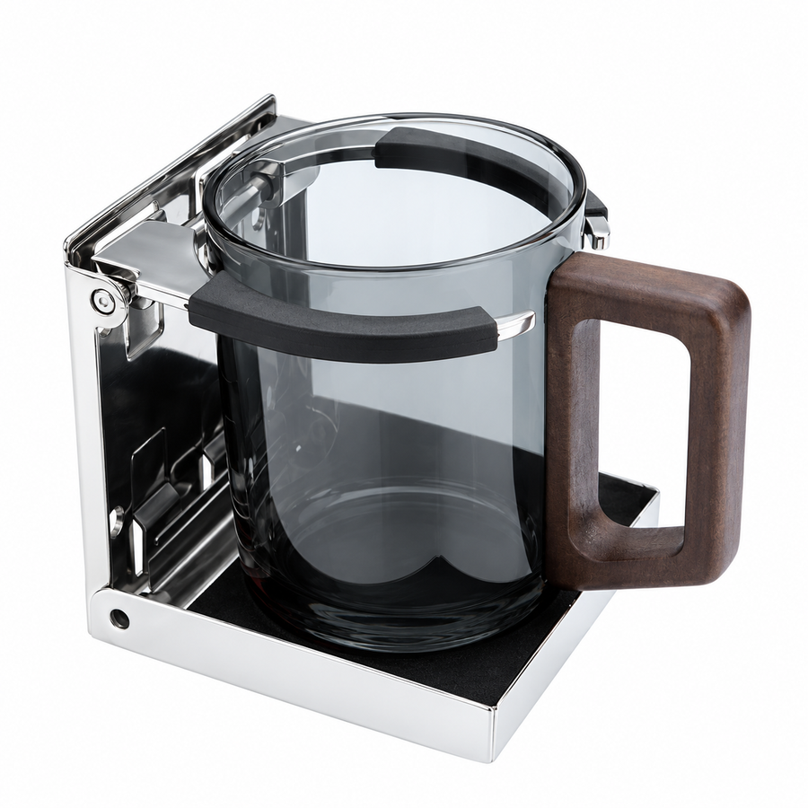 Foldable Stainless Steel Drink Cup Holder with Adjustable Arc Bracket for Boat Yacht RV Camper Camping Wall Mounted Beverage Stand (A, White)