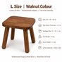 Versatile Solid Wood Small Stool and Mini Side Table with Rounded Square Top and Cylindrical Legs for Entryway Living Room Bedroom Balcony Shop and Outdoor Use (L, Walnut)