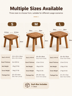Versatile Solid Wood Small Stool and Mini Side Table with Rounded Square Top and Cylindrical Legs for Entryway Living Room Bedroom Balcony Shop and Outdoor Use (S, Walnut)