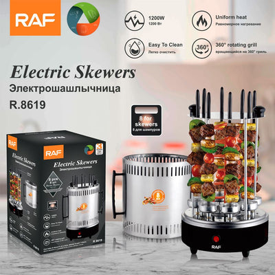 Versatile Indoor Vertical Rotisserie Grill with 360° Rotating Skewers for Smokeless Home BBQ Parties and Everyday Family Cooking Adventures (Silver)