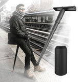 Portable Folding Stool with Adjustable Height for Travel, Commuting, Queueing, and Outdoor Activities – Compact Collapsible Single-Leg Seat with Sturdy Steel Core and Non-Slip Base, Perfect On-the-Go Seating Solution (Black)