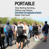 Portable Folding Stool with Adjustable Height for Travel, Commuting, Queueing, and Outdoor Activities – Compact Collapsible Single-Leg Seat with Sturdy Steel Core and Non-Slip Base, Perfect On-the-Go Seating Solution (Black) - Side View