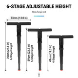 Portable Folding Stool with Adjustable Height for Travel, Commuting, Queueing, and Outdoor Activities – Compact Collapsible Single-Leg Seat with Sturdy Steel Core and Non-Slip Base, Perfect On-the-Go Seating Solution (Black) - Rear View