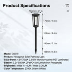 Solar Powered Hexagonal Tungsten Pathway Lights with Warm White Glow, Automatic On/Off, Weatherproof Spike Design for Garden, Lawn, Walkway, and Patio Decorative Illumination (4PCS)