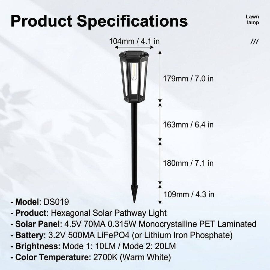 Solar Powered Hexagonal Tungsten Pathway Lights with Warm White Glow, Automatic On/Off, Weatherproof Spike Design for Garden, Lawn, Walkway, and Patio Decorative Illumination (4PCS)