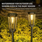 Solar Powered Hexagonal Tungsten Pathway Lights with Warm White Glow, Automatic On/Off, Weatherproof Spike Design for Garden, Lawn, Walkway, and Patio Decorative Illumination (4PCS)