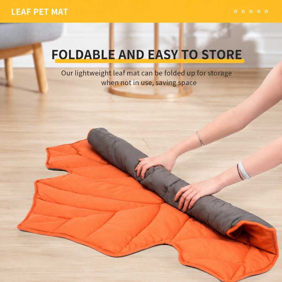 Leaf-Shaped Multi-Functional Pet Mat – Plush, Thick, and All-Season Comfort for Your Cat or Dog, Perfect as a Floor Pad, Crate Cushion, Sofa Protector, or Cozy Blanket (Orange)