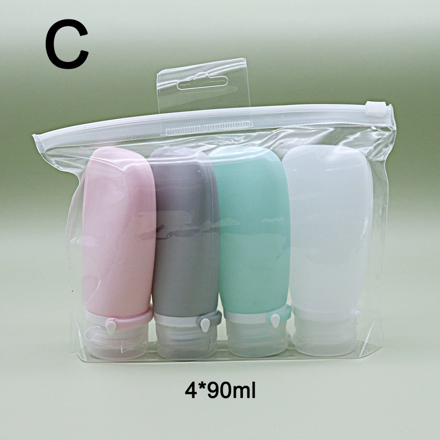 Travel-Friendly Silicone Dispensing Bottle Set for Toiletries, Leak-Proof Refillable Containers for Shampoo, Conditioner, Lotion, and Skincare – Lightweight, Squeezable, and TSA-Approved Carry-On Essentials (B)