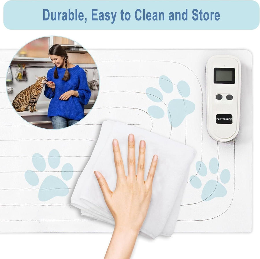 Static Pet Training Mat with Rechargeable Magnetic Controller for Cats and Dogs – Waterproof, Flexible, and Washable Indoor Deterrent Pad for Sofa, Bed, Couch, Kitchen Counter, and Doorway Area Restriction Training (12*60in)