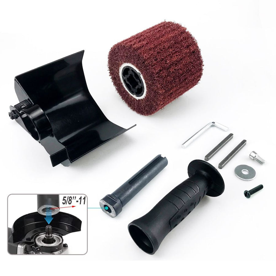 Angle Grinder Conversion Tool Multi-Function Wire Drawing Machine Attachment for Metal Surface Stainless Steel and Floor Grinding Polishing Tasks (UNC Thread (Dual Wheel))