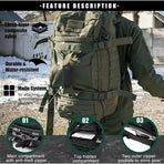 Versatile Tactical Duffle Bag with Convertible Backpack Straps, Water-Resistant 600D Nylon, MOLLE System, 45L Capacity for Camping, Hiking, Gym, and Travel (Black)