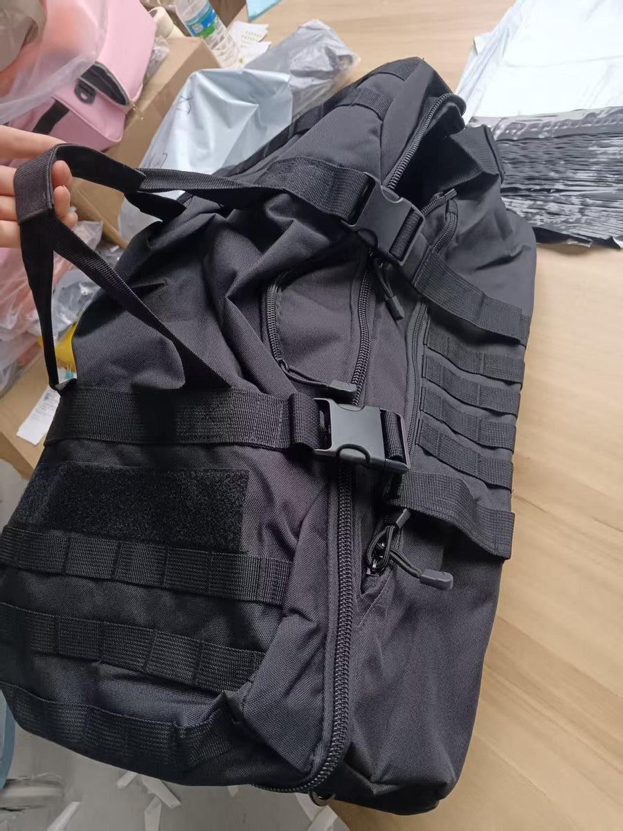 Versatile Tactical Duffle Bag with Convertible Backpack Straps, Water-Resistant 600D Nylon, MOLLE System, 45L Capacity for Camping, Hiking, Gym, and Travel (Black)