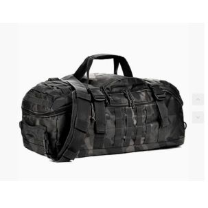 Versatile Tactical Duffle Bag with Convertible Backpack Straps, Water-Resistant 600D Nylon, MOLLE System, 45L Capacity for Camping, Hiking, Gym, and Travel (Black)