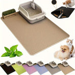 Double-Layer Honeycomb Cat Litter Mat – Waterproof, Slip-Resistant, Leak-Proof, and Easy-Clean Pet Mat for Litter Box Area, Odor-Free and Durable with 6 Vibrant Colors Available (L, Grey)