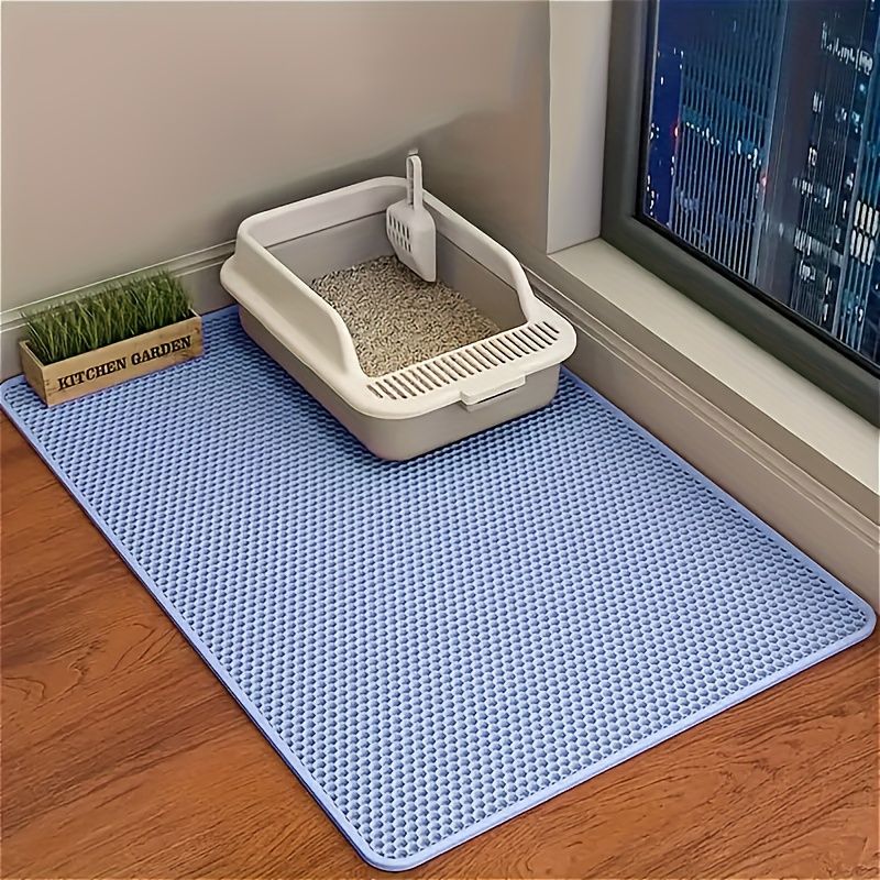 Double-Layer Honeycomb Cat Litter Mat – Waterproof, Slip-Resistant, Leak-Proof, and Easy-Clean Pet Mat for Litter Box Area, Odor-Free and Durable with 6 Vibrant Colors Available (L, Grey)