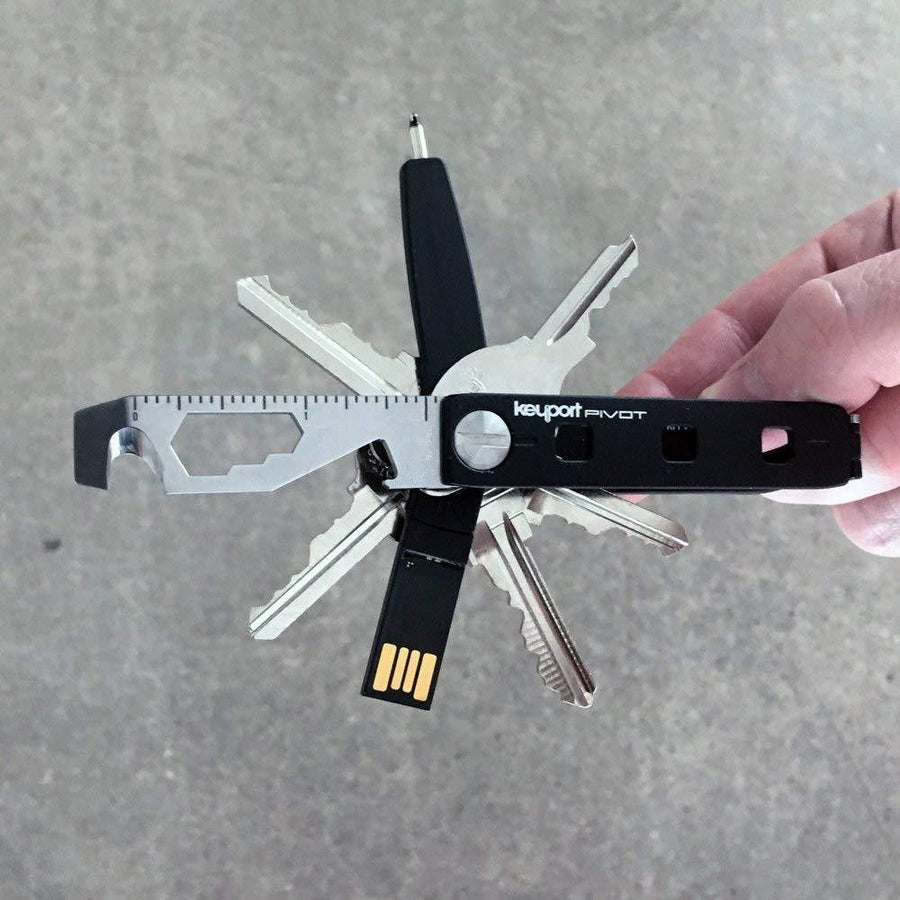 Ten-in-One Mini Portable Multi-Tool Keychain Accessory for Daily EDC Tasks, Light Outdoor Use, Package Opening, Bottle Opening, Screwdriving, Measuring, Rope Cutting and Surface Scoring (Metric)