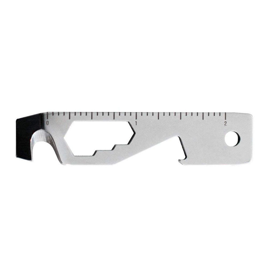 Ten-in-One Mini Portable Multi-Tool Keychain Accessory for Daily EDC Tasks, Light Outdoor Use, Package Opening, Bottle Opening, Screwdriving, Measuring, Rope Cutting and Surface Scoring (Metric)