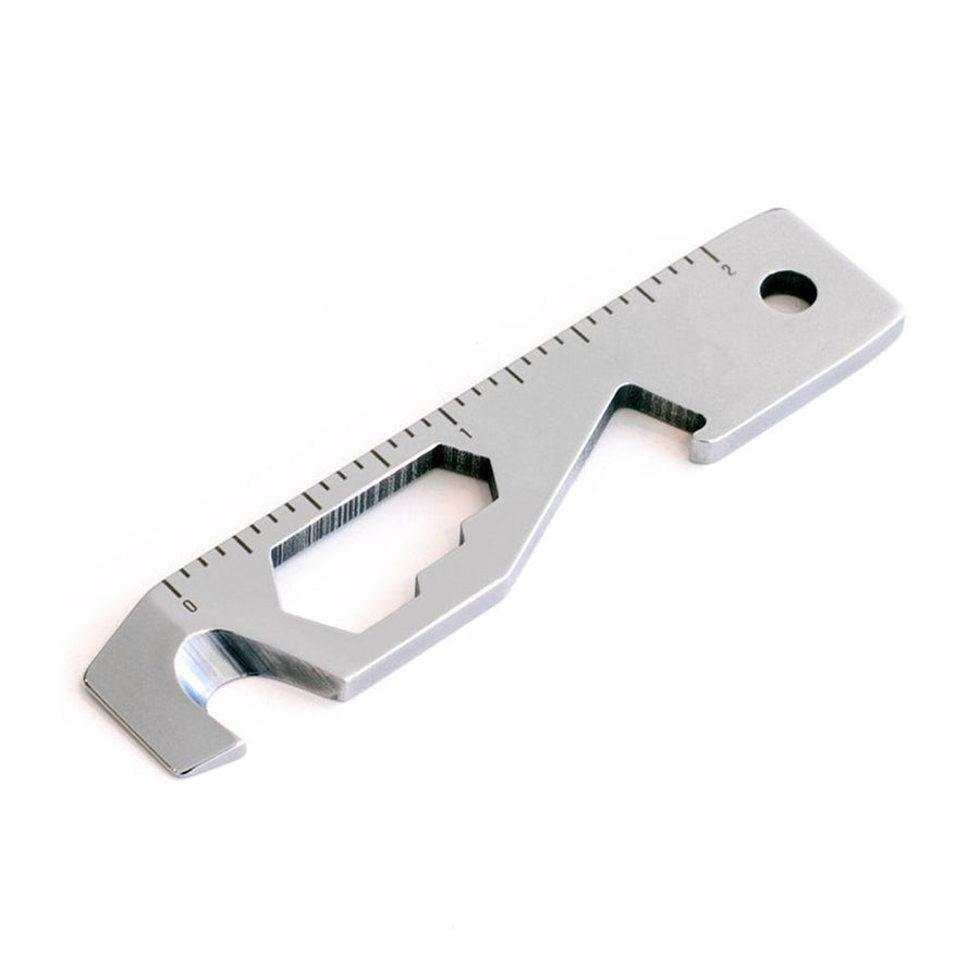 Ten-in-One Mini Portable Multi-Tool Keychain Accessory for Daily EDC Tasks, Light Outdoor Use, Package Opening, Bottle Opening, Screwdriving, Measuring, Rope Cutting and Surface Scoring (Metric)